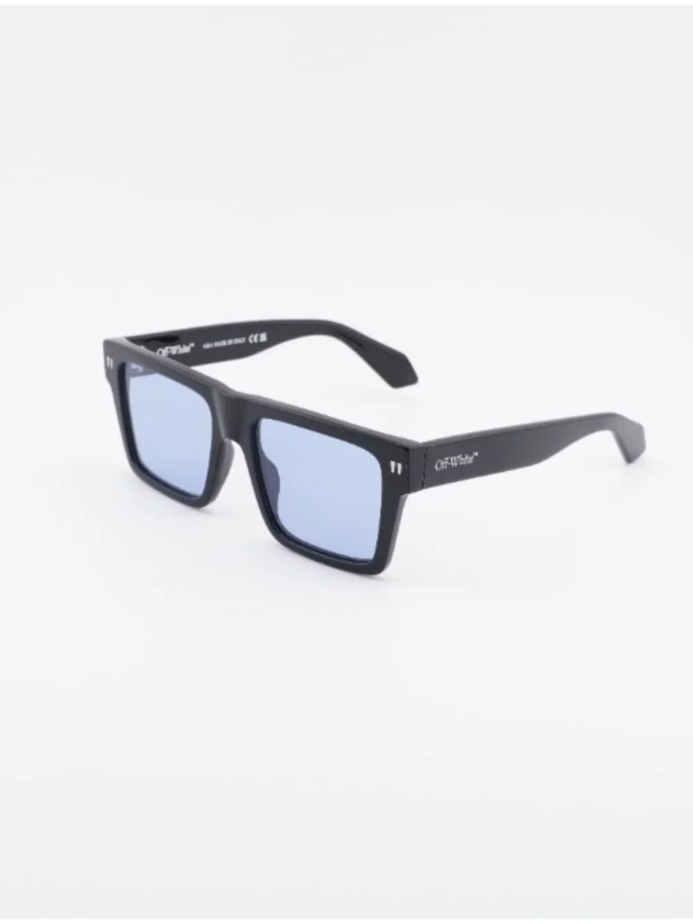 Off-White OERI109 LAWTON 1040 Sunglasses Shiny Black Square Frame, Blue Lenses